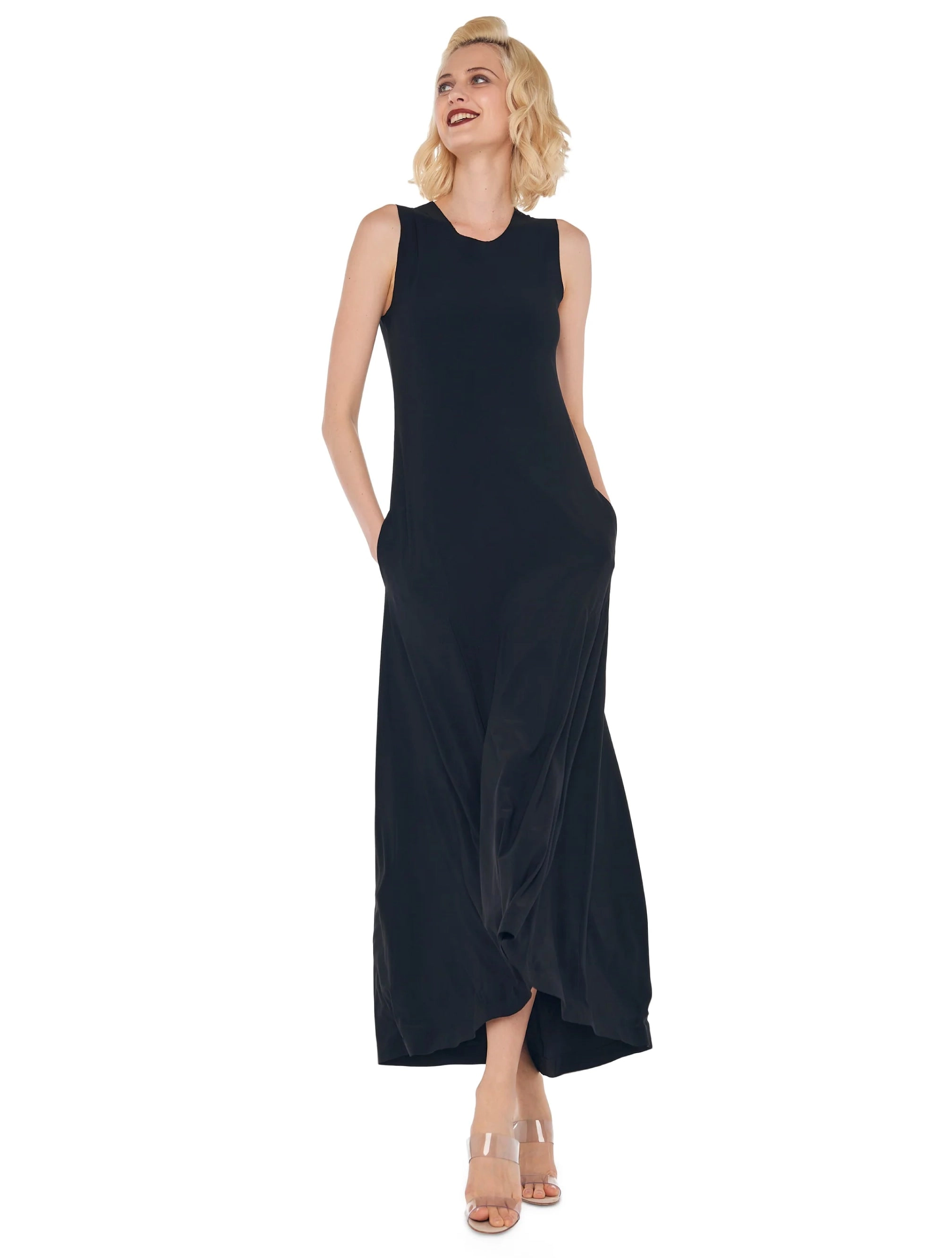 Long Dress in Black Stretch Jersey
