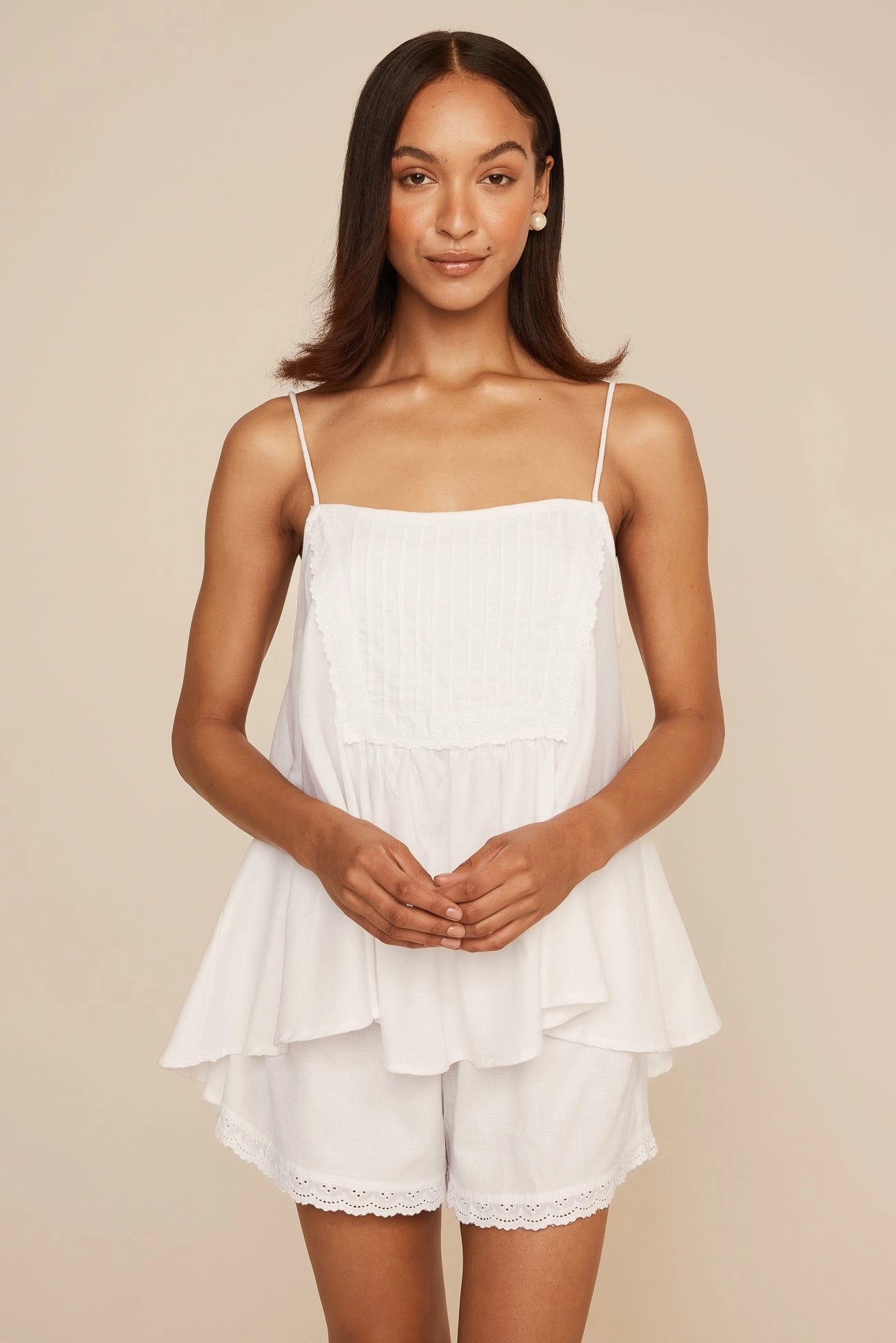 Lydia Sleep Set - Lyocell Linen - Coconut   Daisy Trim