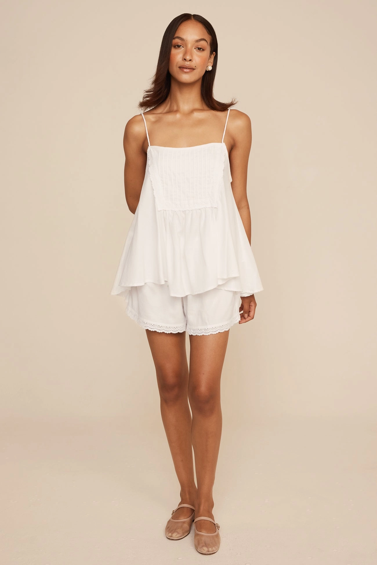 Lydia Sleep Set - Lyocell Linen - Coconut   Daisy Trim