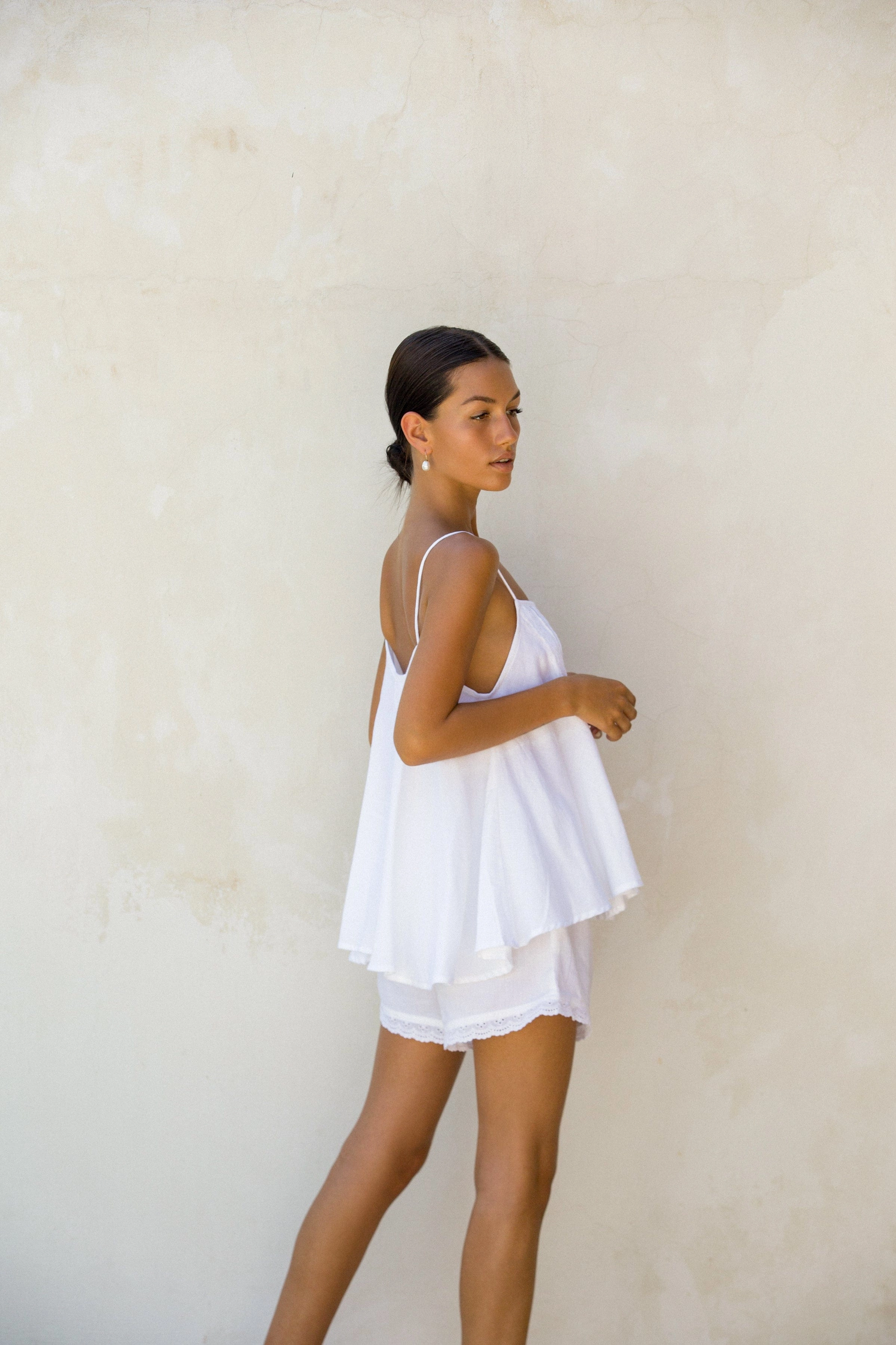 Lydia Sleep Set - Lyocell Linen - Coconut   Daisy Trim
