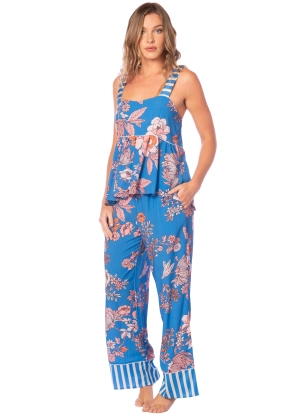 Maaji Blue Garden Owl Sleeveless Pant Set