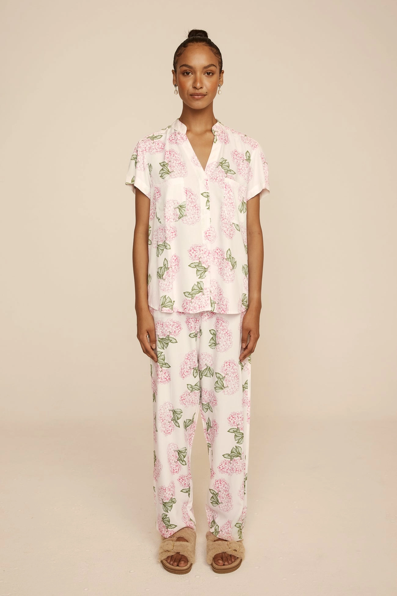 Maggie Pyjama Set - Long Pants - Hydrangea Pink