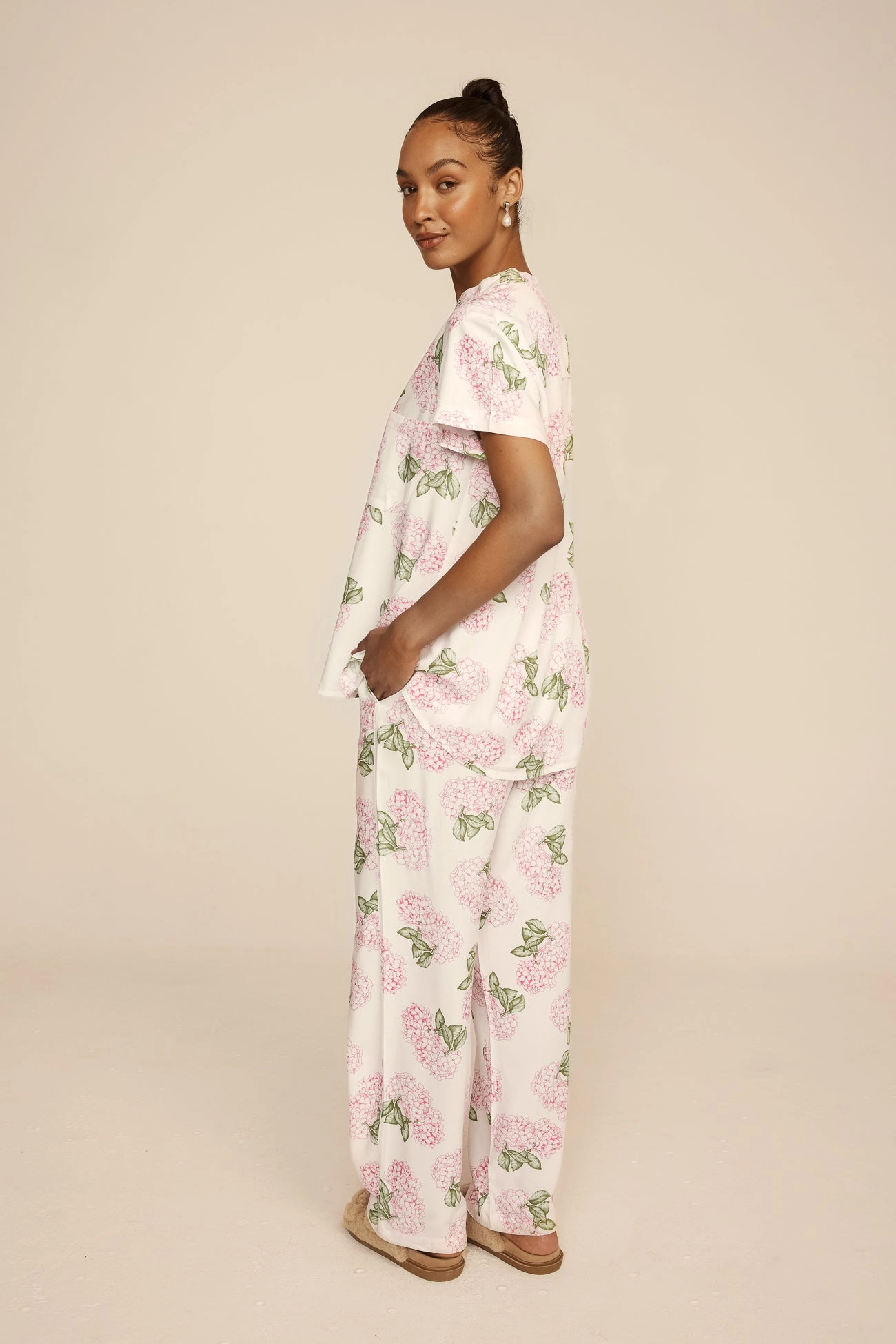 Maggie Pyjama Set - Long Pants - Hydrangea Pink