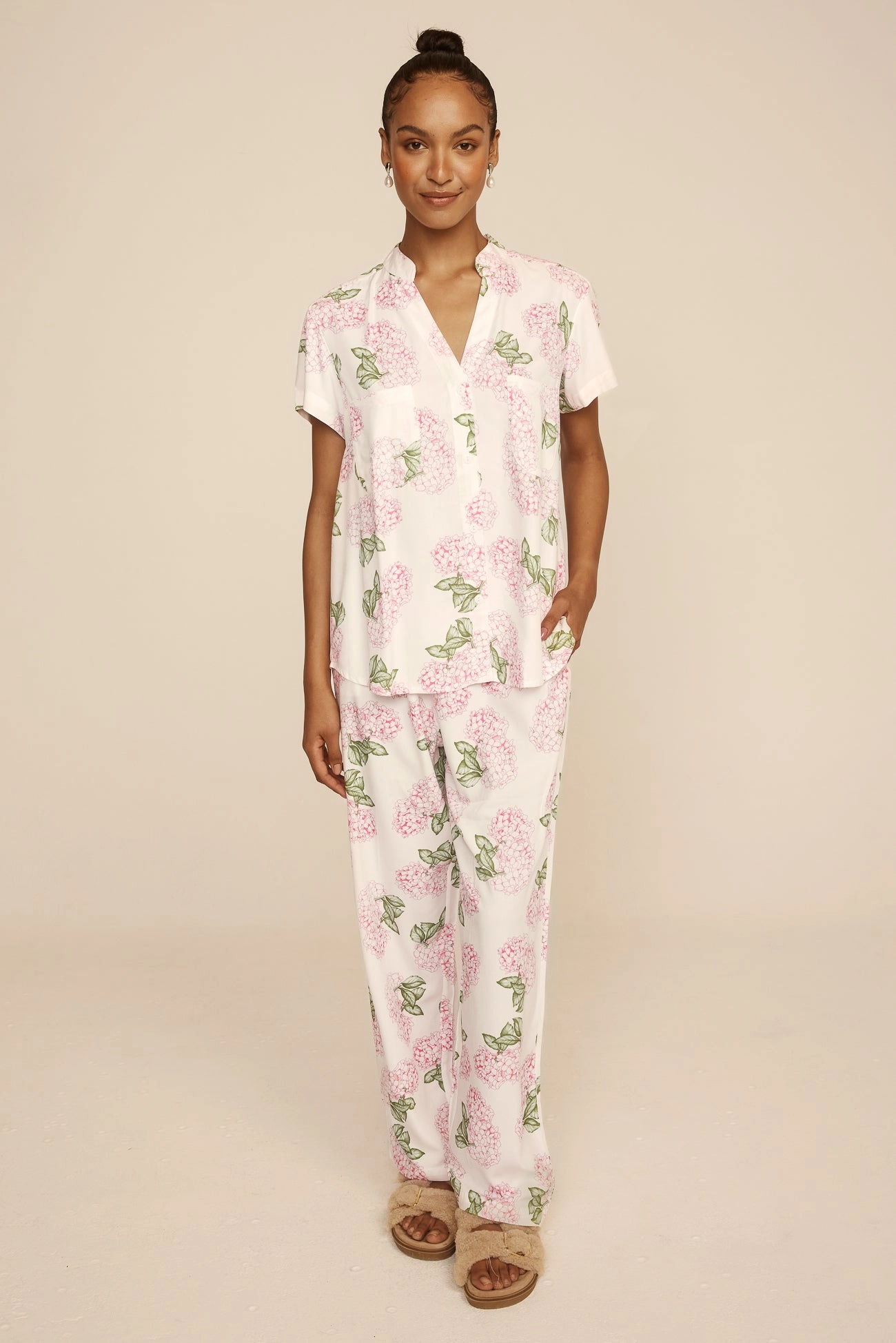 Maggie Pyjama Set - Long Pants - Hydrangea Pink