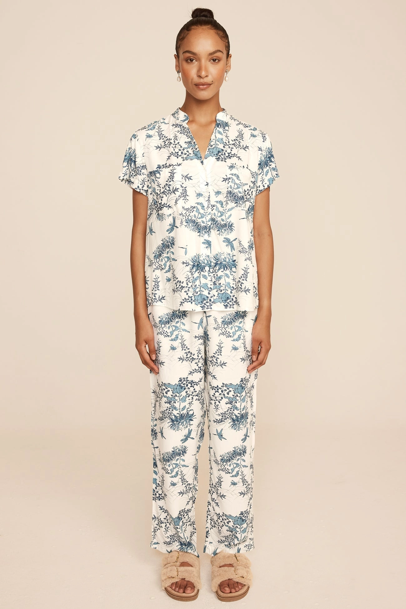 Maggie Pyjama Set - Long Pants - Summer Toile - Aegean Blue