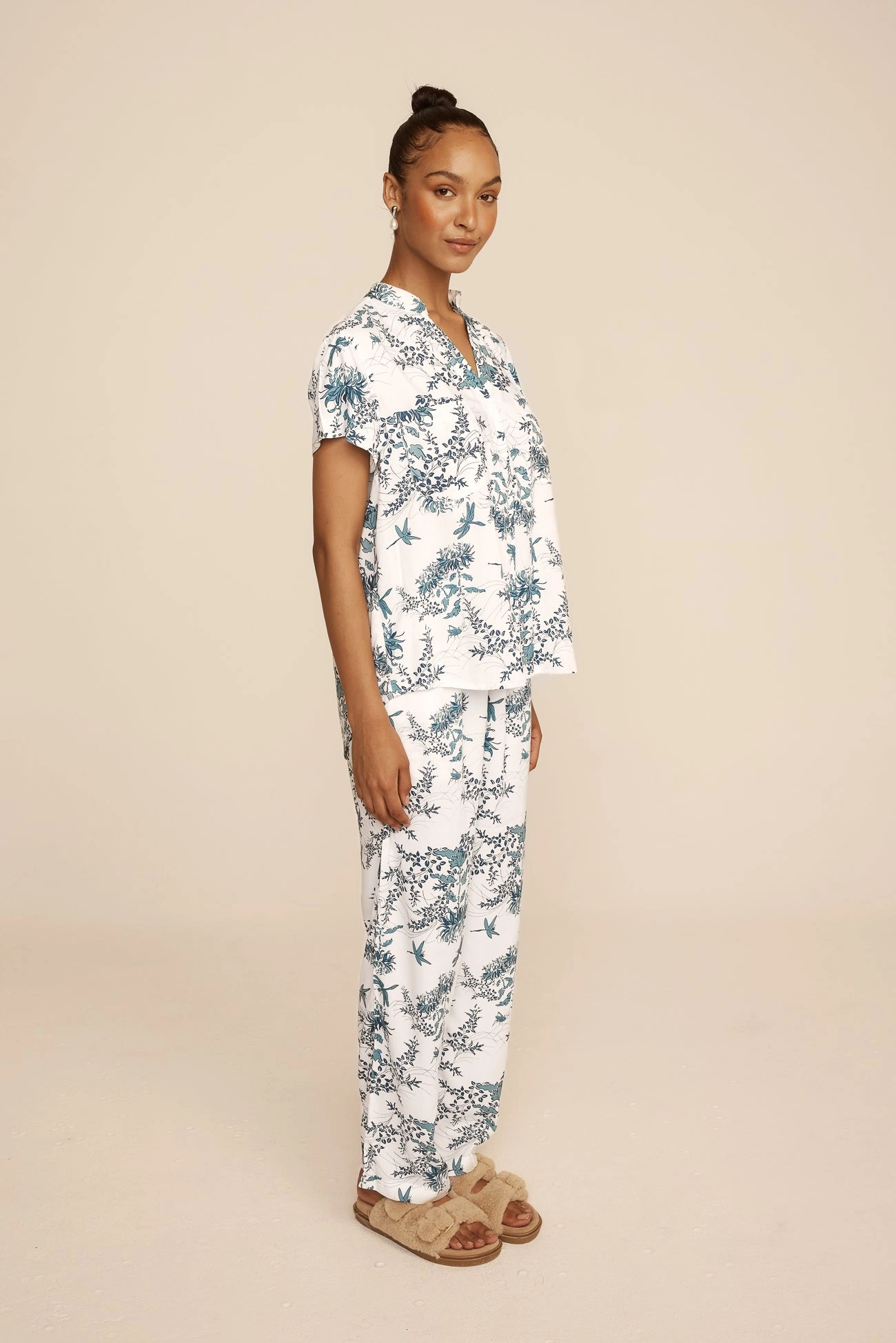 Maggie Pyjama Set - Long Pants - Summer Toile - Aegean Blue