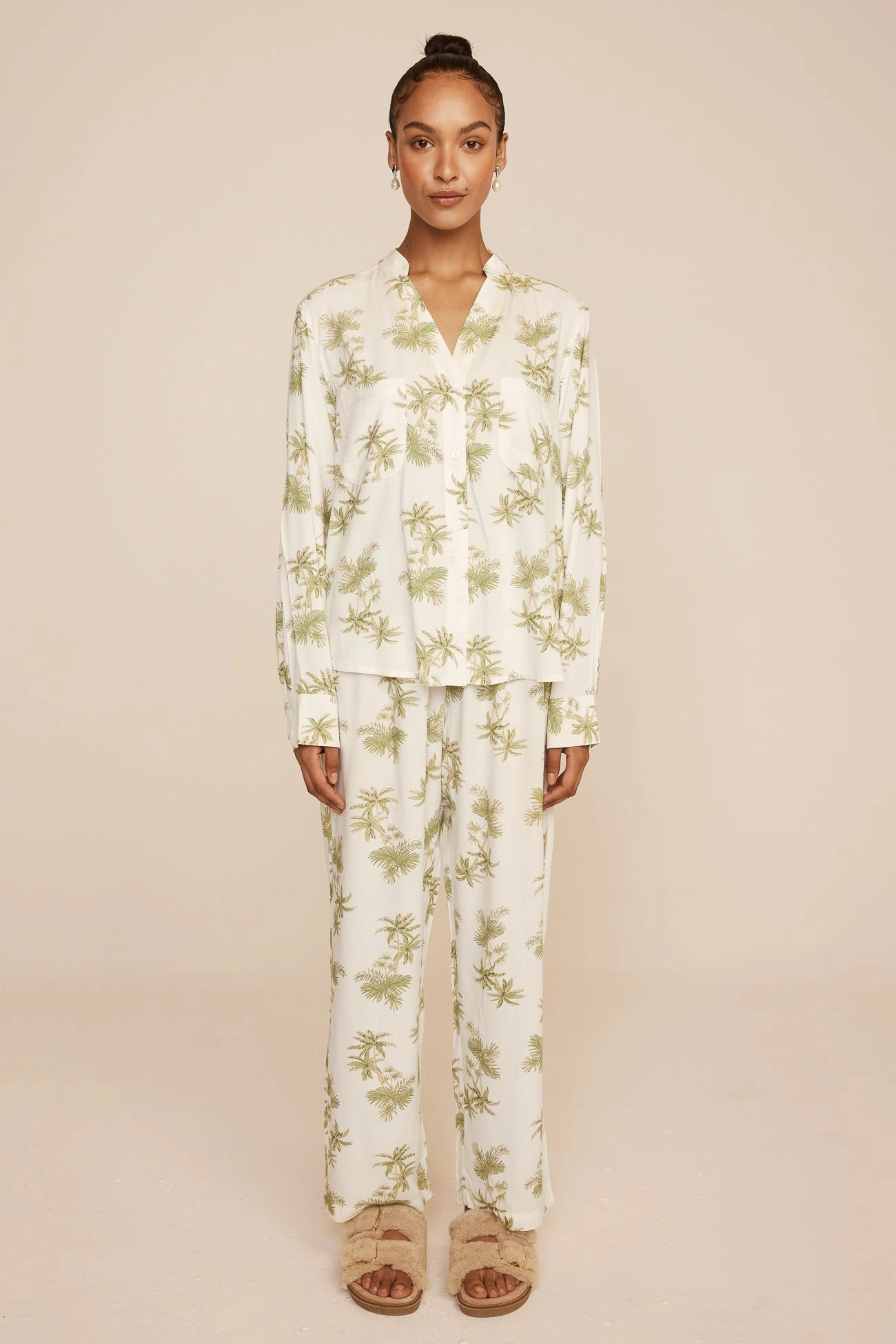 Maggie Pyjama Set - Long - Vintage Palm - Olive