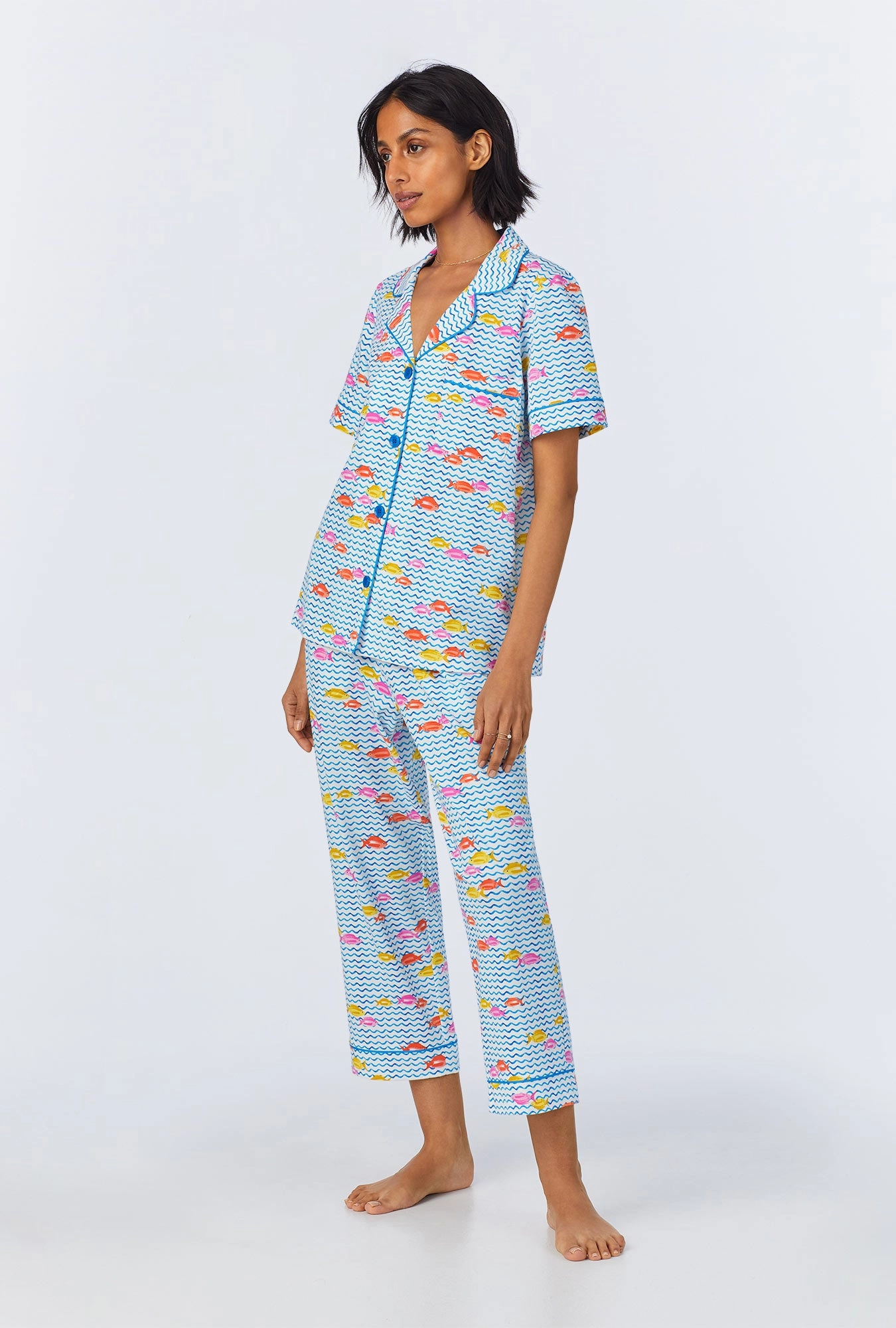 Marina Grande Short Sleeve Classic Stretch Jersey Cropped PJ Set