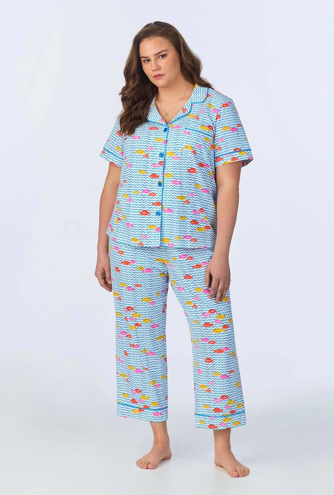 Marina Grande Short Sleeve Classic Stretch Jersey Cropped PJ Set