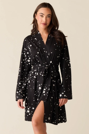Meadow Classic Short Robe | Black Stars