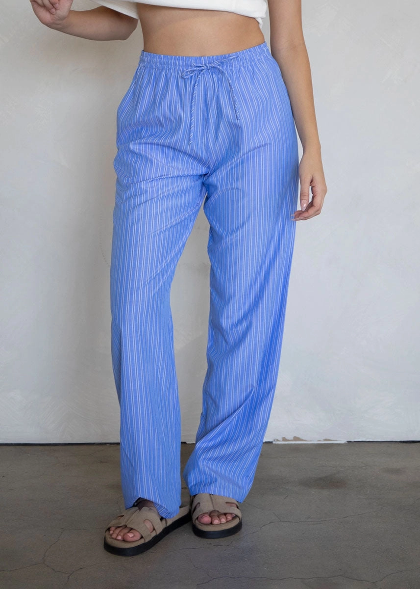 Mila Striped Boxer Pants - Blue
