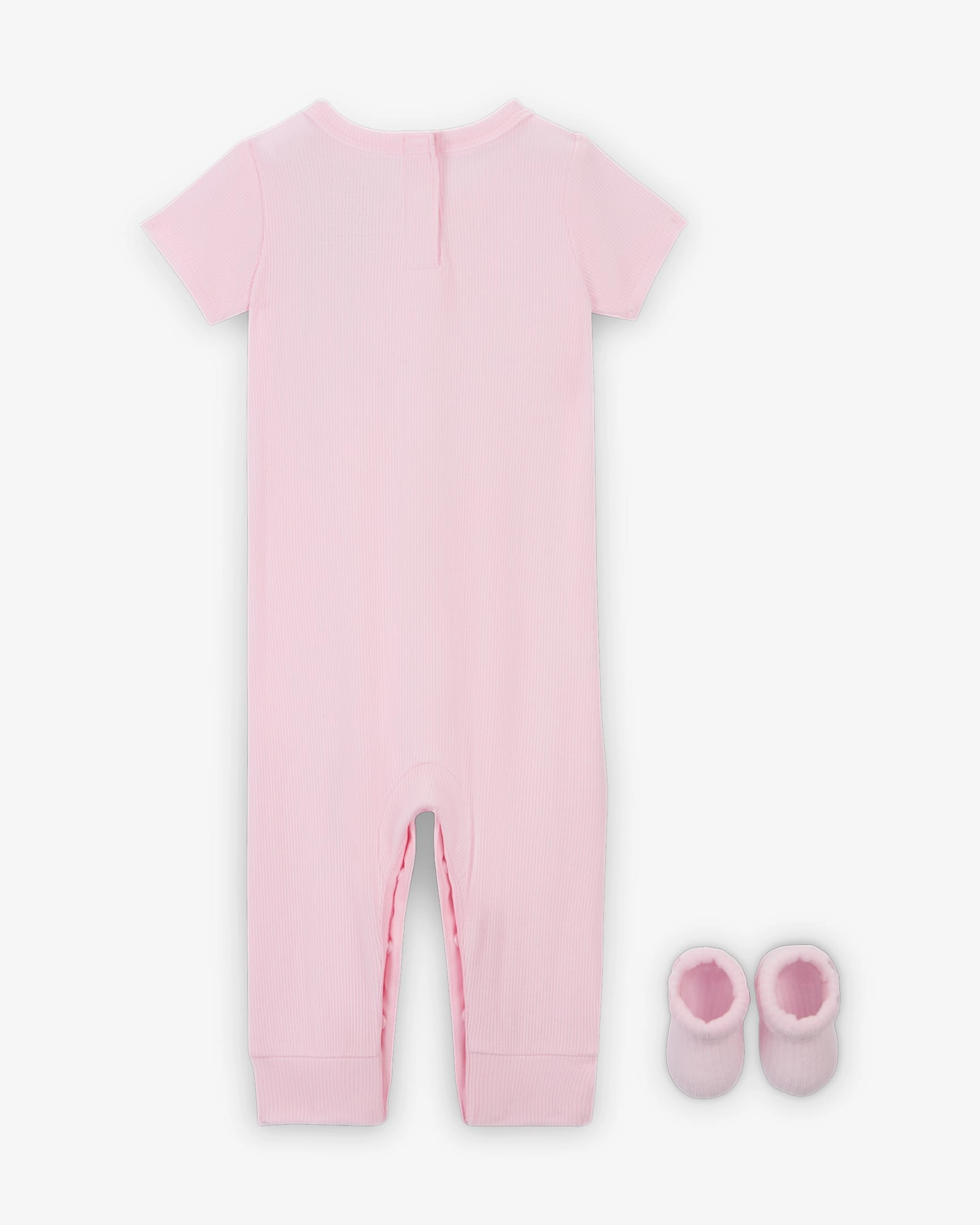 NIKE KID'S RIB SNIT BOX PINK ROMPER AND SOCKS SET