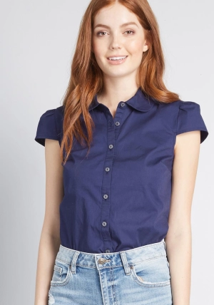 Off To A Good Start-Up Cap Sleeve Blouse