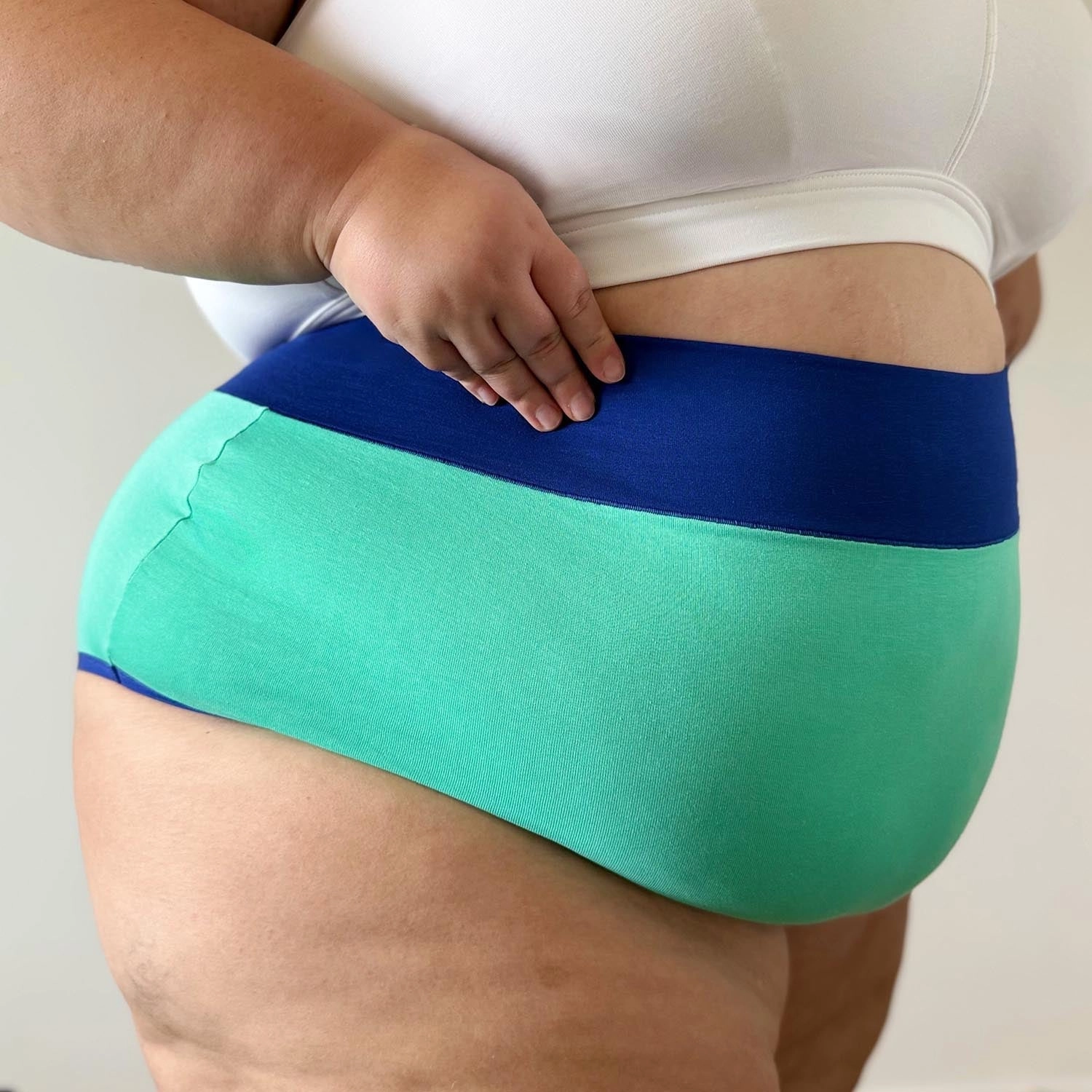 Organic Cotton Super High Waist Duo Knickers - Mint & Arabesque