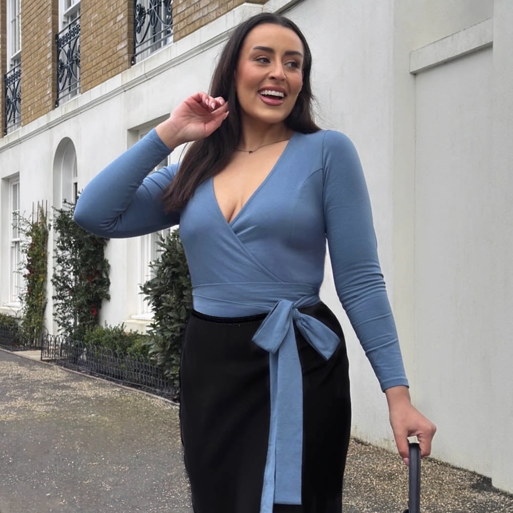 Organic Cotton Wrap Top - Denim