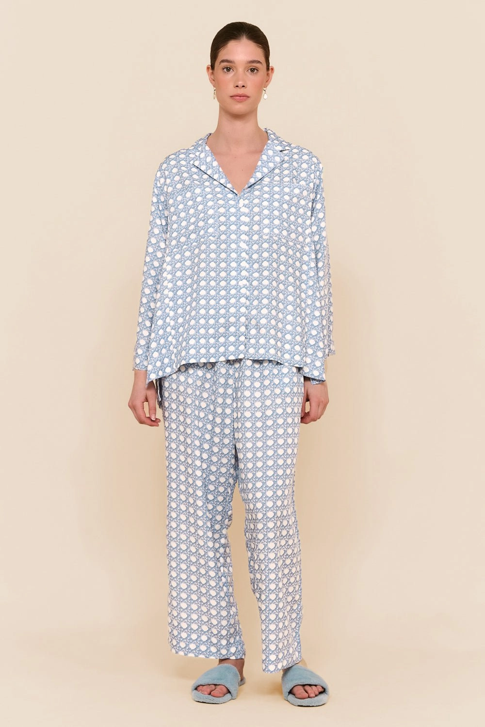 Peta Sleep Set - Long - Rattan - Cornflower Blue