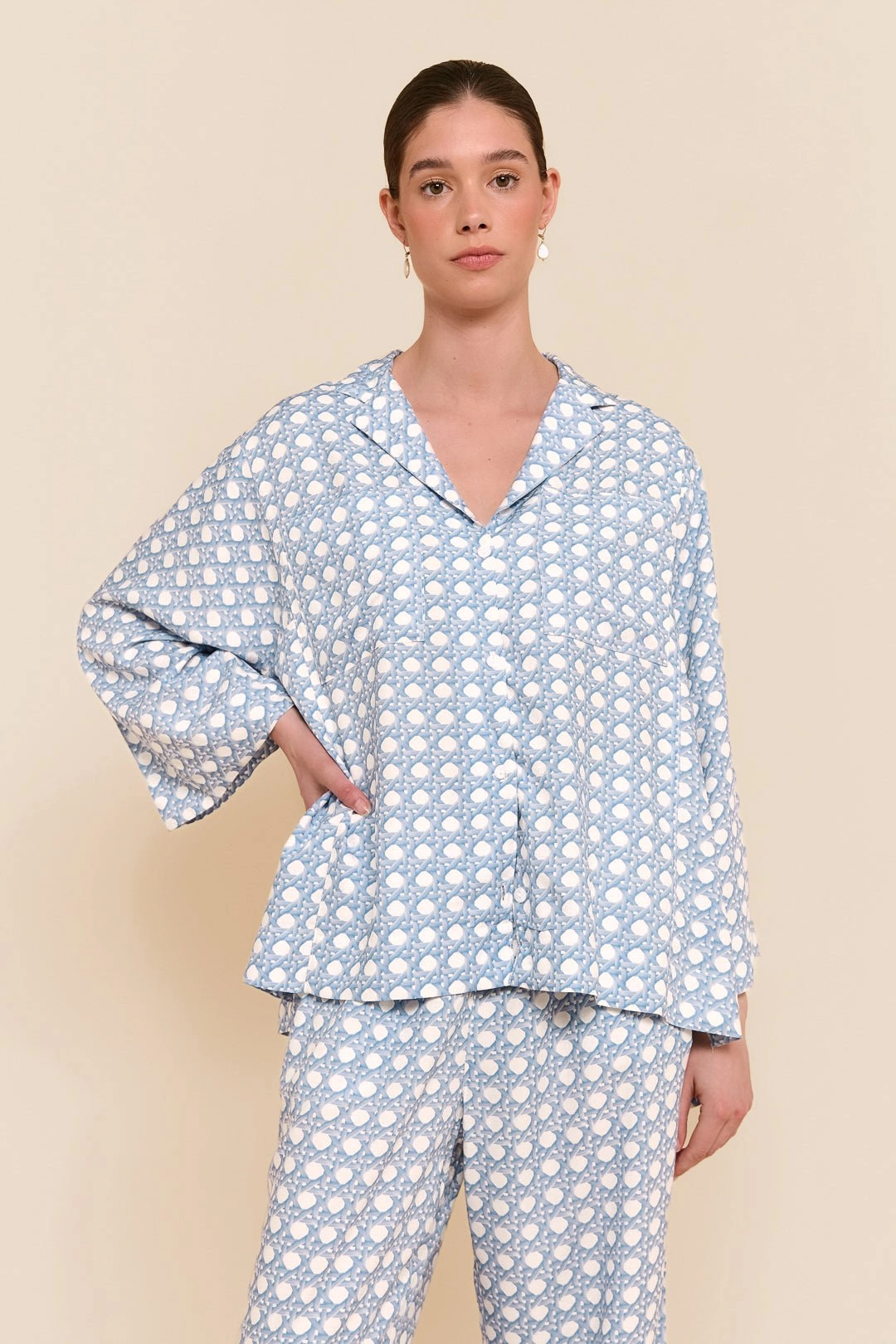 Peta Sleep Set - Long - Rattan - Cornflower Blue