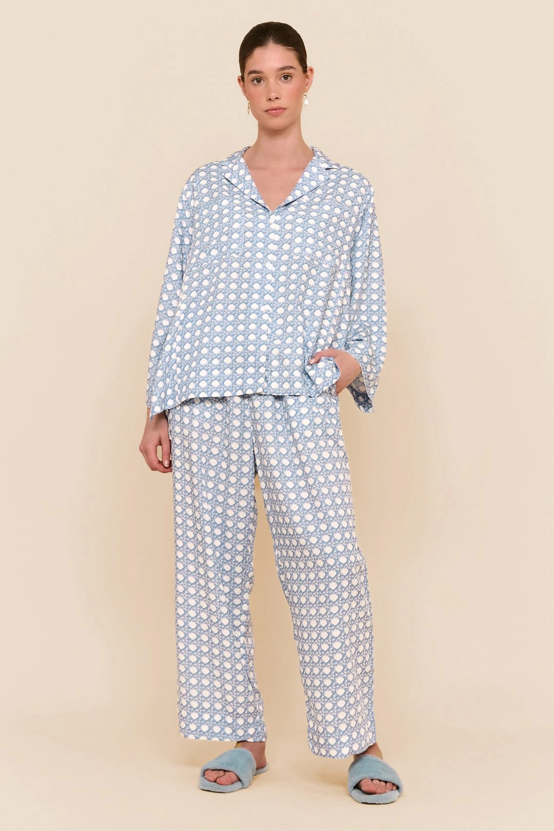 Peta Sleep Set - Long - Rattan - Cornflower Blue