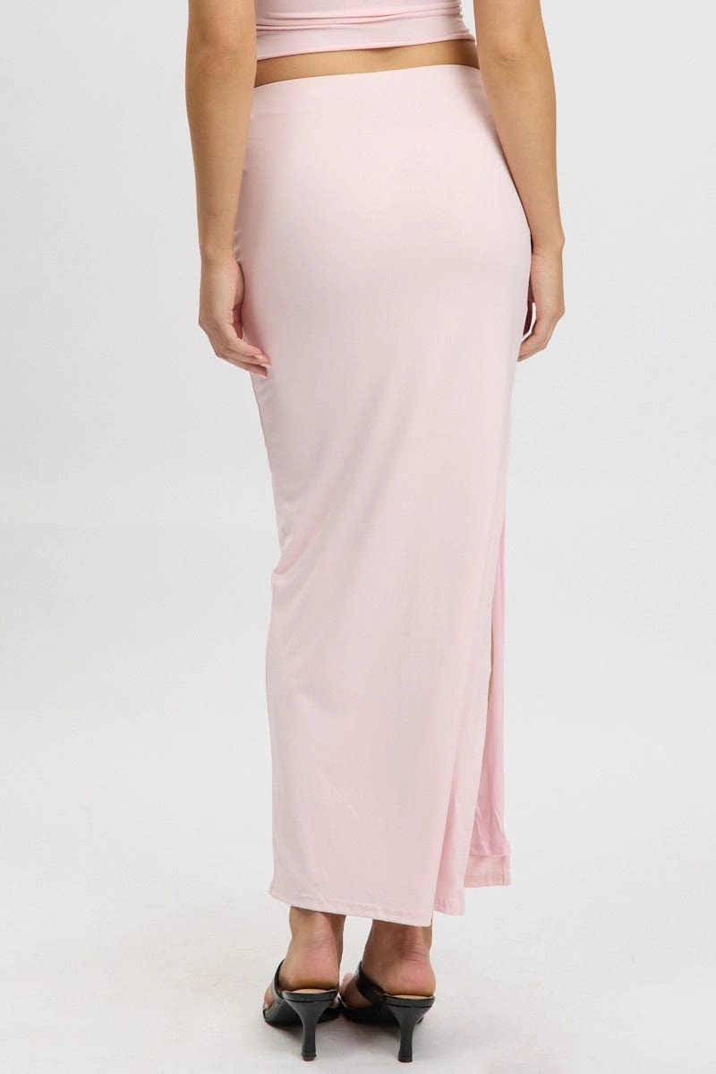 Pink Supersoft Maxi Skirt Side Split