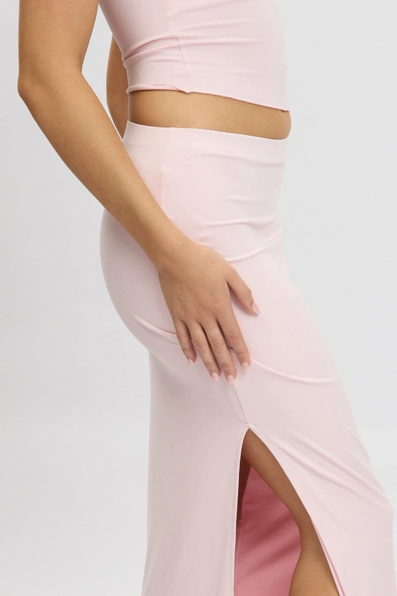 Pink Supersoft Maxi Skirt Side Split