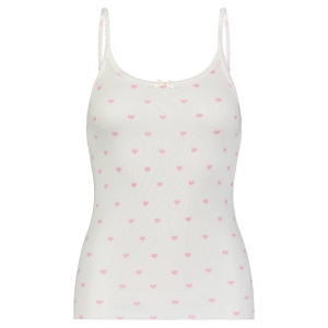 Polkadot Pink Hearts Print SCOOP CAMISOLE w Scallop