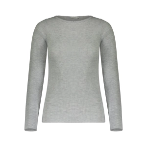 Polkadot RIB VAL CREW LS Heather Grey w Scallop