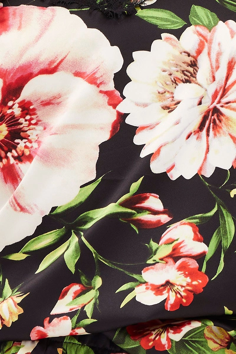 Print Satin Pajamas Set Sleeveless