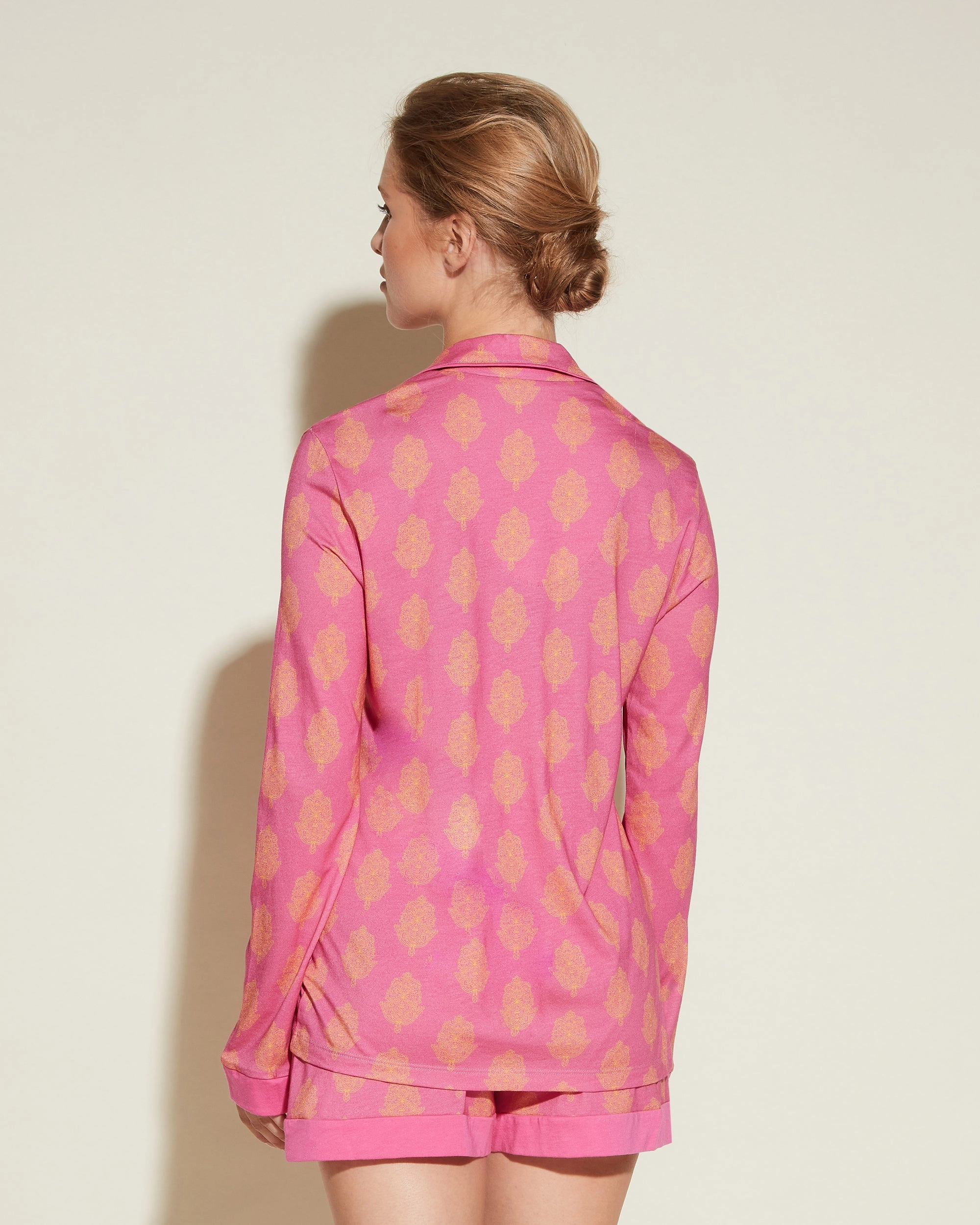 Printed Long Sleeve Top & Boxer Pajama Set