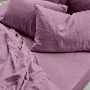 Raspberry 100% Linen Fitted Sheet