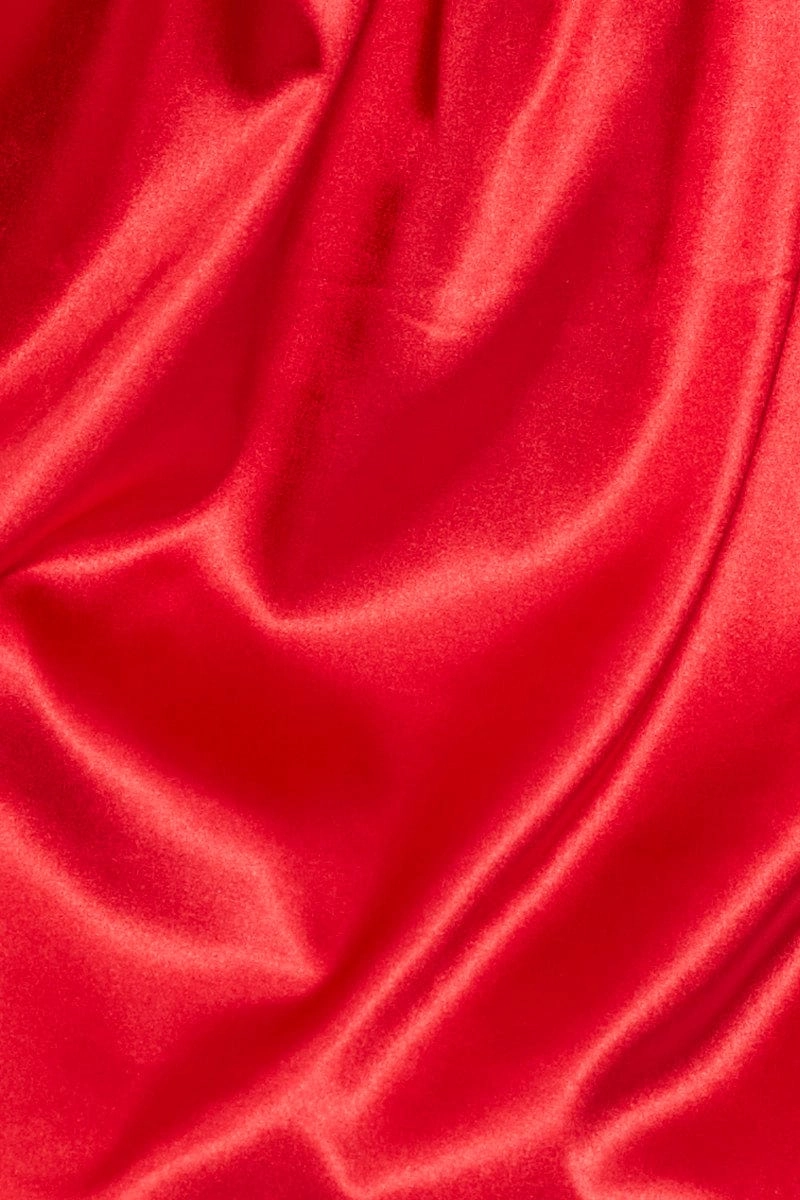 Red Satin Pajamas Set Sleeveless