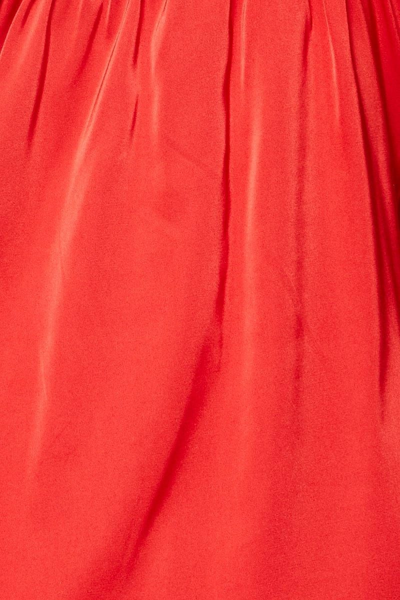 Red Satin Pajamas Set Sleeveless