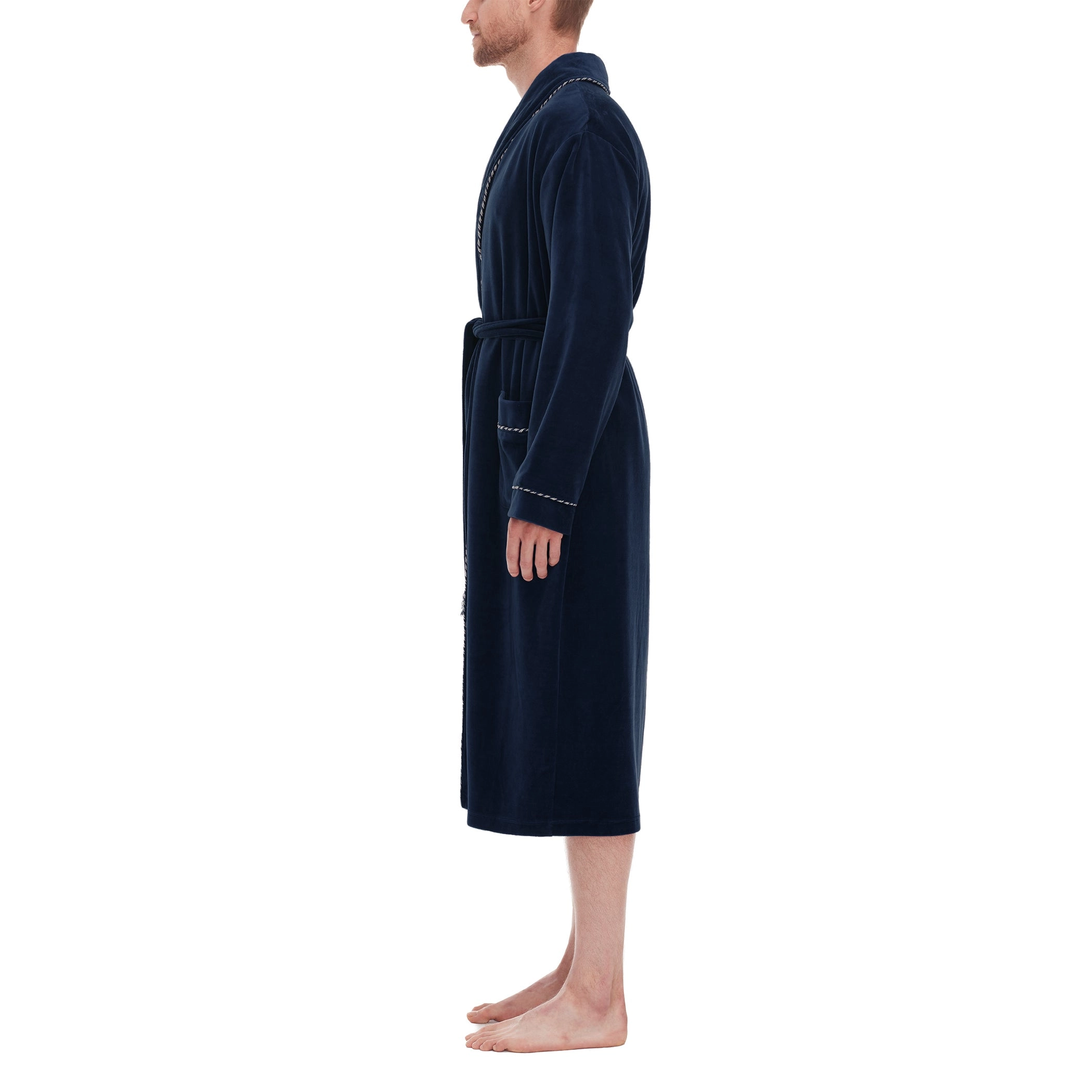 Refinery Velour Shawl Robe With Braid Trim