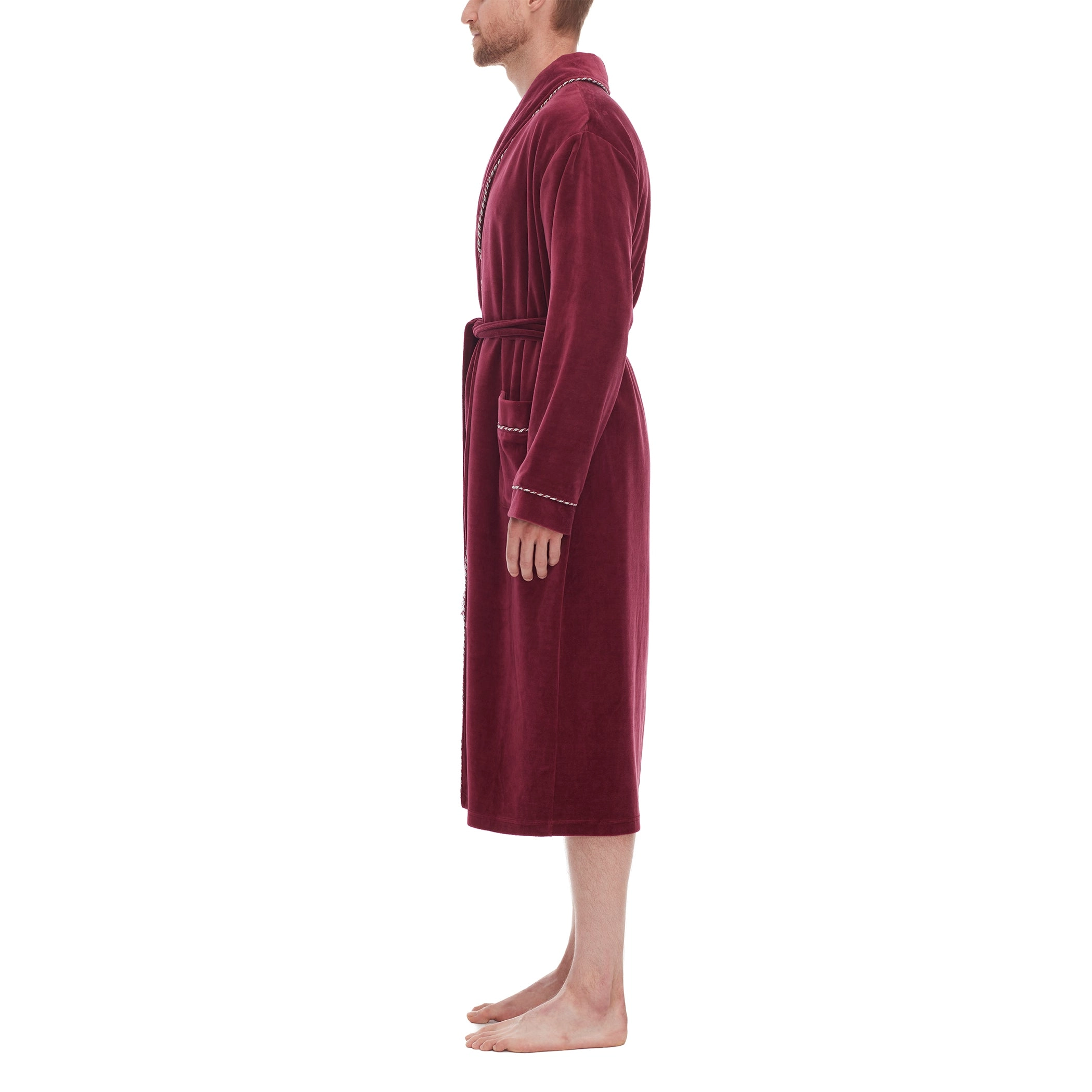 Refinery Velour Shawl Robe With Braid Trim