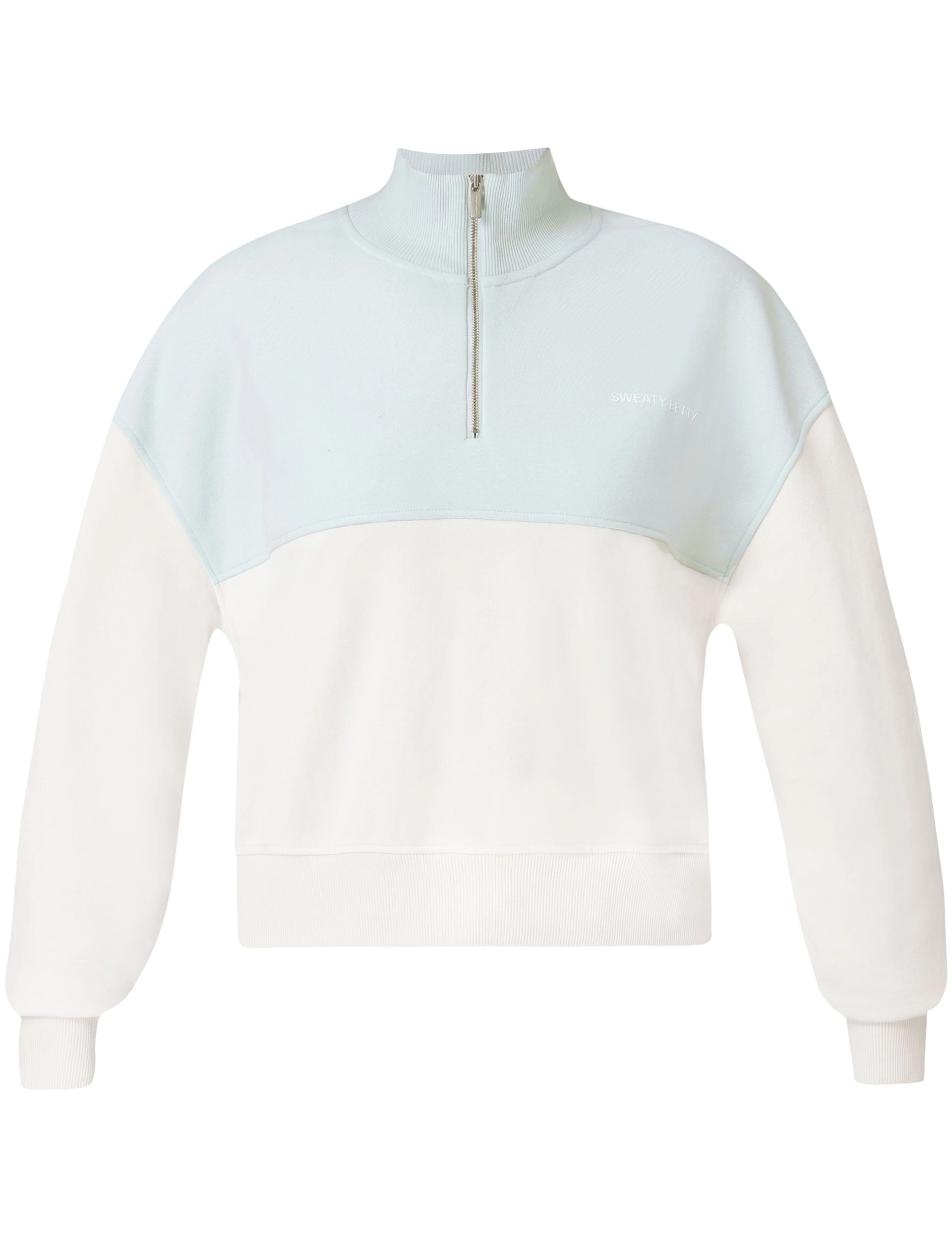 Revive Crop Half Zip - Day Break Blue Lily White