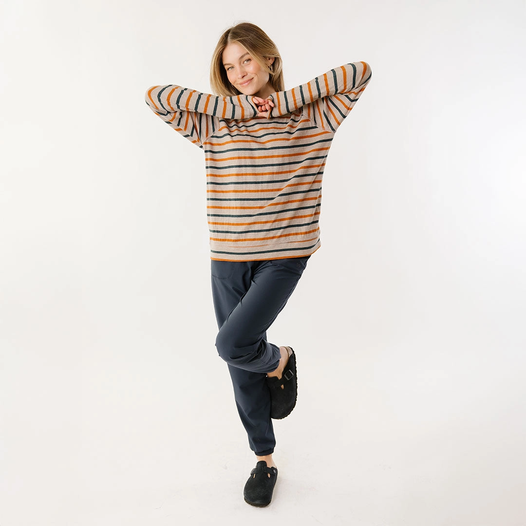 Riley Long Sleeve Stripe Tee, Navy/Rust