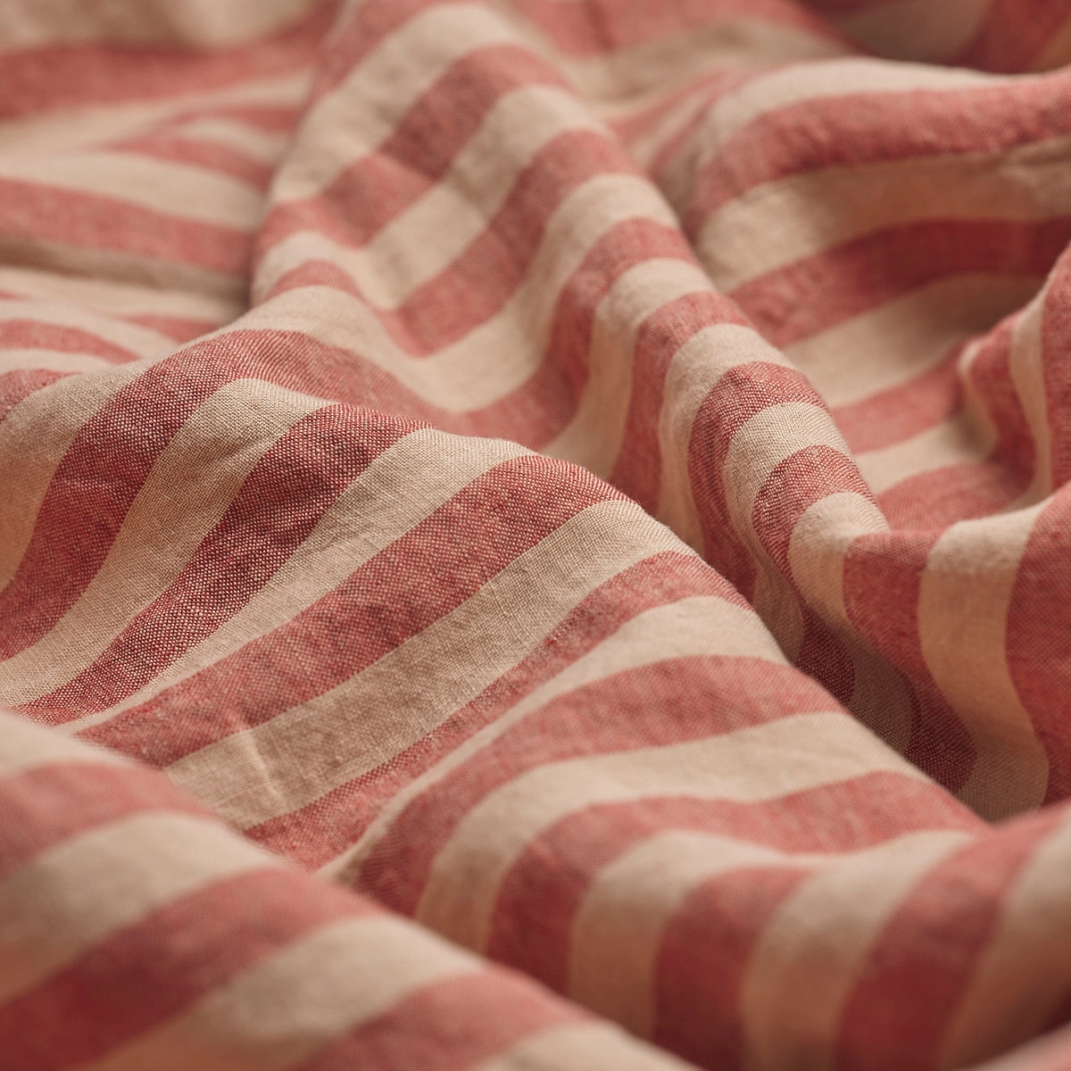 Sandstone Red Pembroke Stripe 100% Linen Pillowcases (Pair)