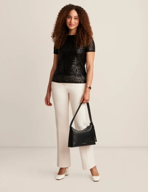 Sequin Mesh Short Sleeve Tee - Sale