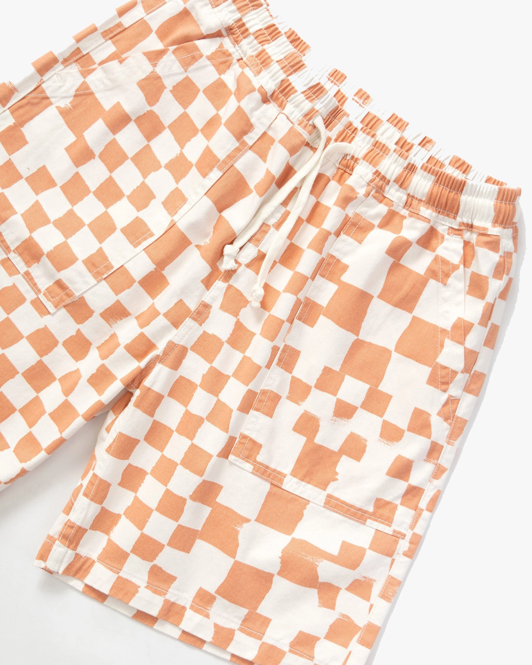 Service Works Drill Printed Chef Shorts - Salmon Checker
