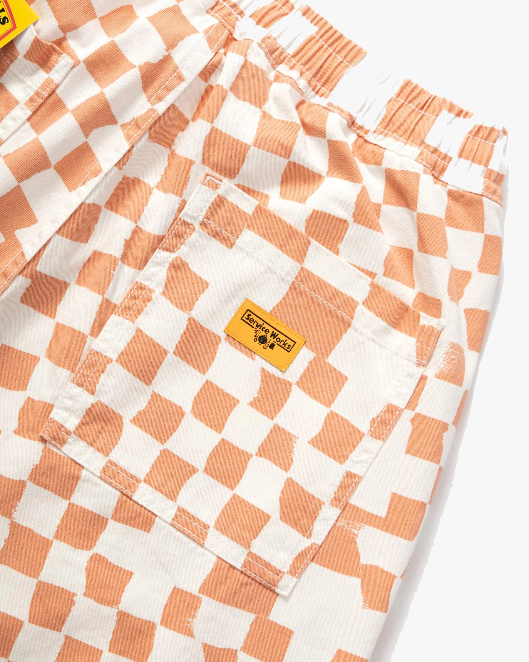 Service Works Drill Printed Chef Shorts - Salmon Checker