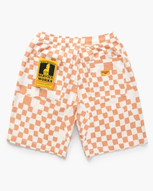 Service Works Drill Printed Chef Shorts - Salmon Checker