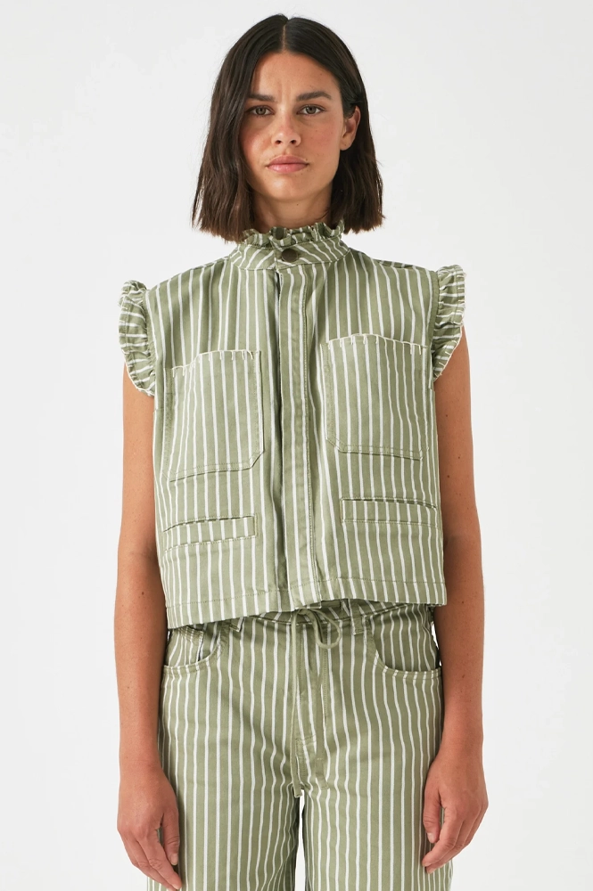 Seventy   Mochi Pablo Vintage Moss Stripe Waistcoat