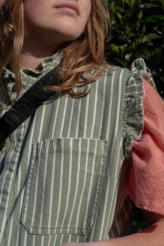 Seventy   Mochi Pablo Vintage Moss Stripe Waistcoat