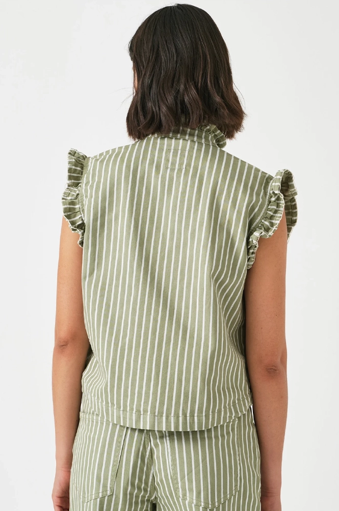 Seventy   Mochi Pablo Vintage Moss Stripe Waistcoat