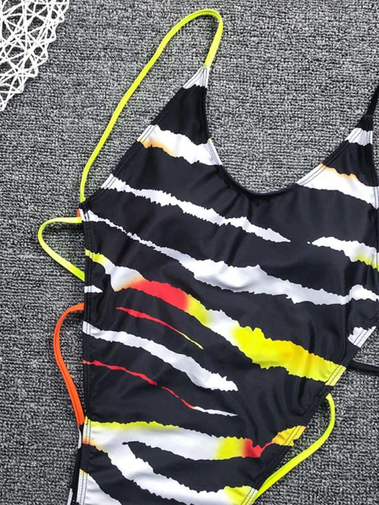 Sexy Metallic Glitter Female Shiny Solid High Cut One Piece Beachwear Swimsuit