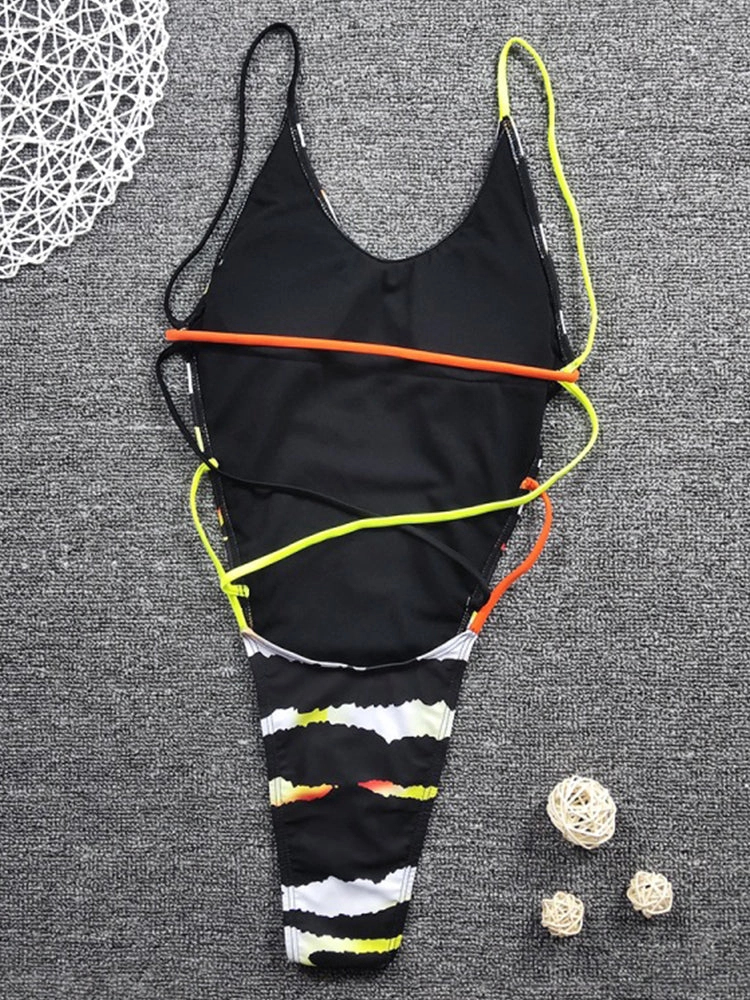 Sexy Metallic Glitter Female Shiny Solid High Cut One Piece Beachwear Swimsuit