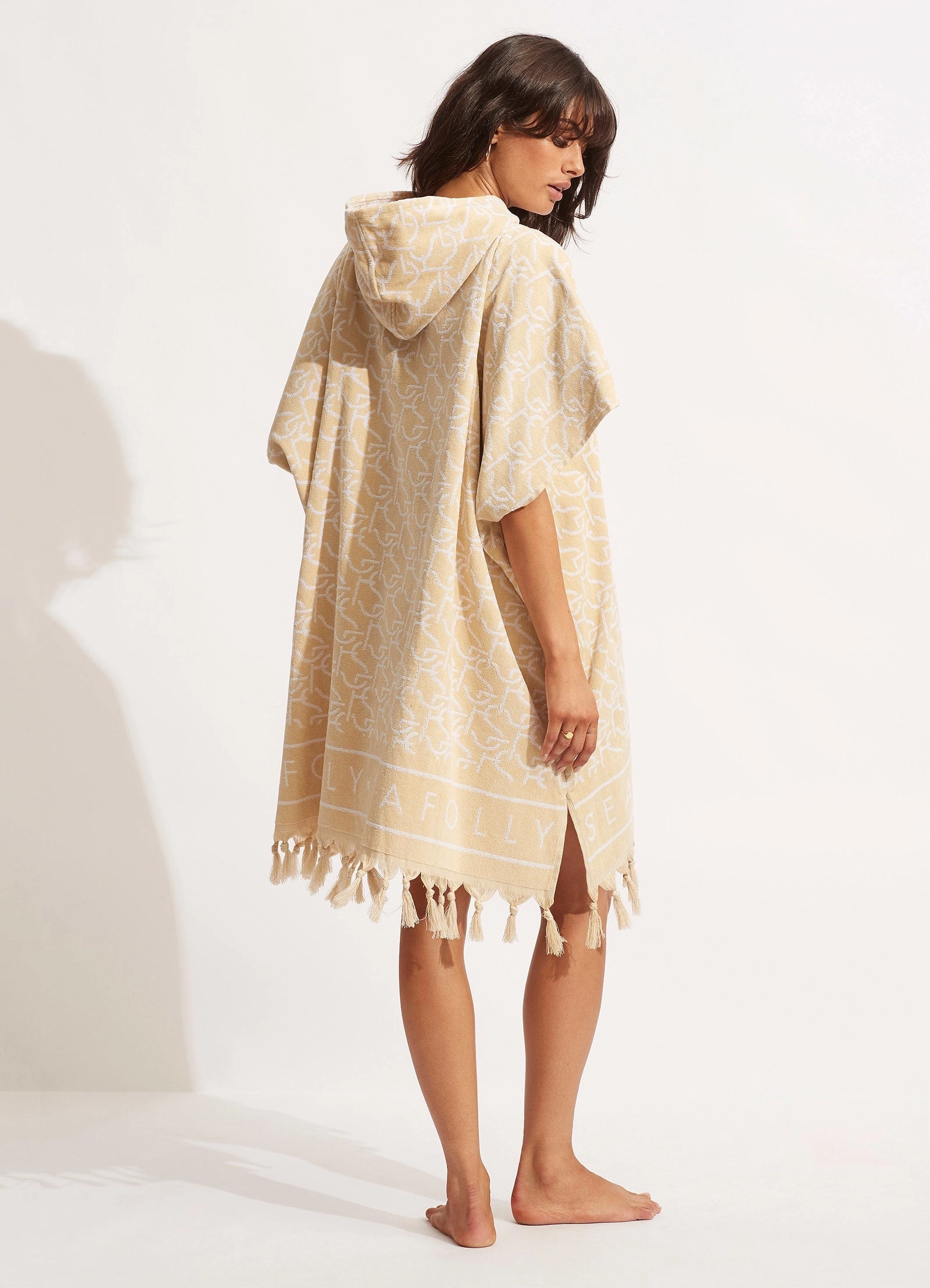 SF Monogram Towel Poncho - Natural
