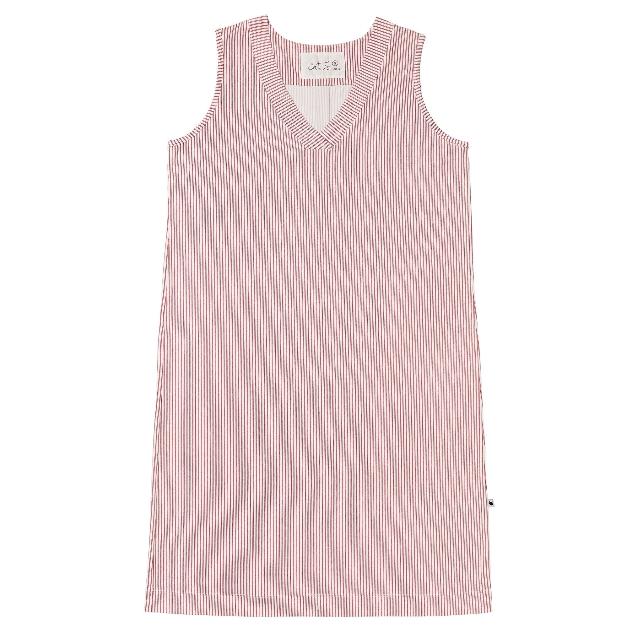 Simple Stripe Pima Knit Nightgown - Red