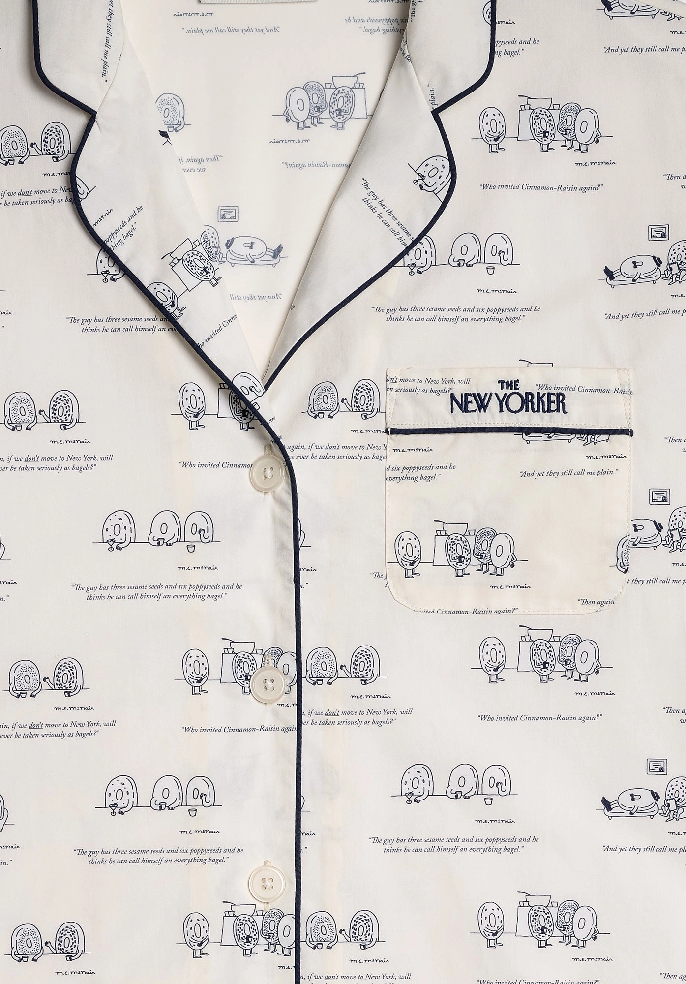 Sleepy Jones x The New Yorker – The Marina Pajama Set in Dozin' Bagels Cream