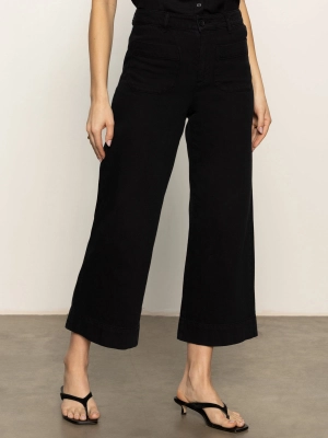 Soft Marine Wide Leg Standard Rise Crop Pant Black