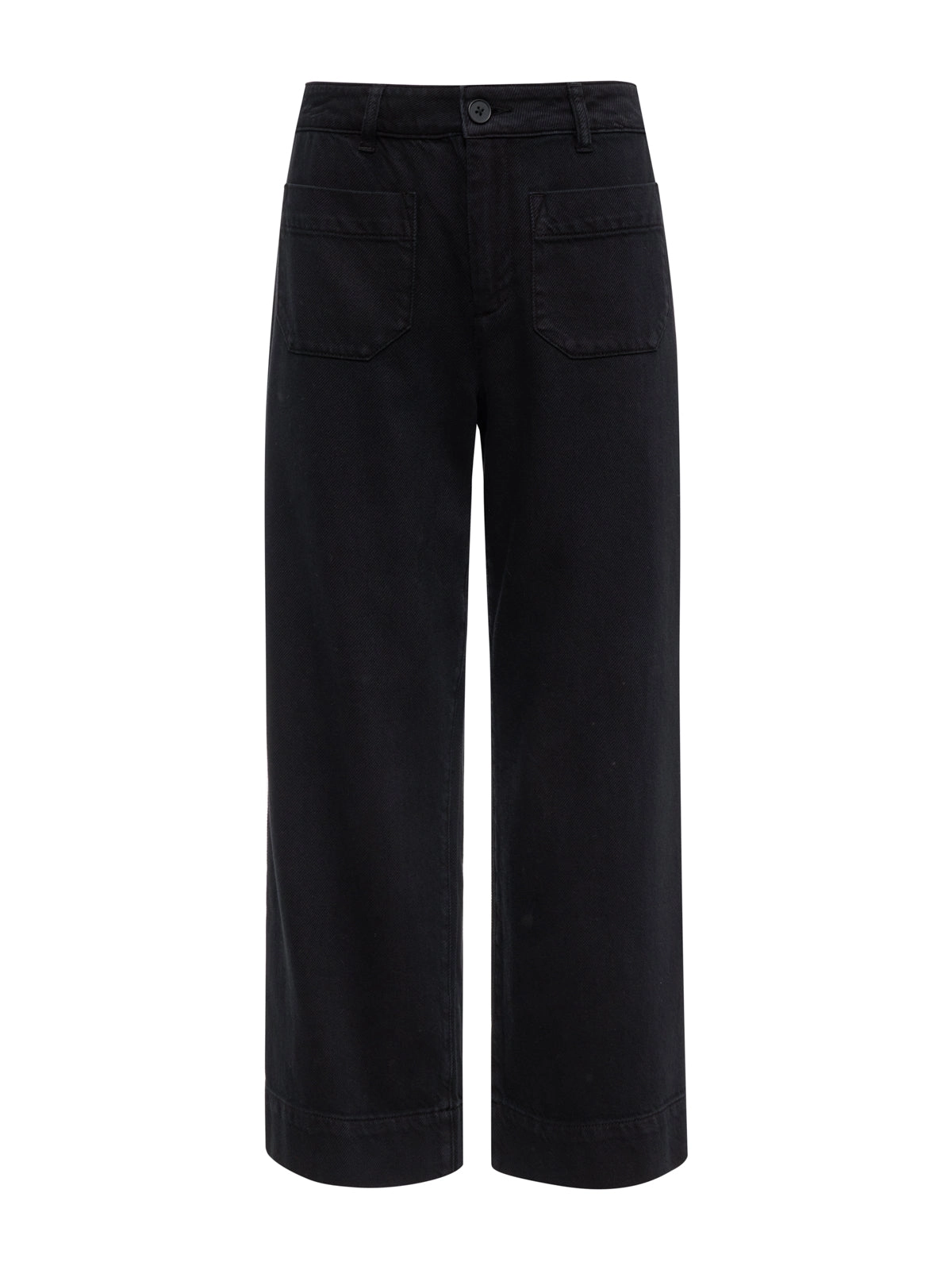 Soft Marine Wide Leg Standard Rise Crop Pant Black